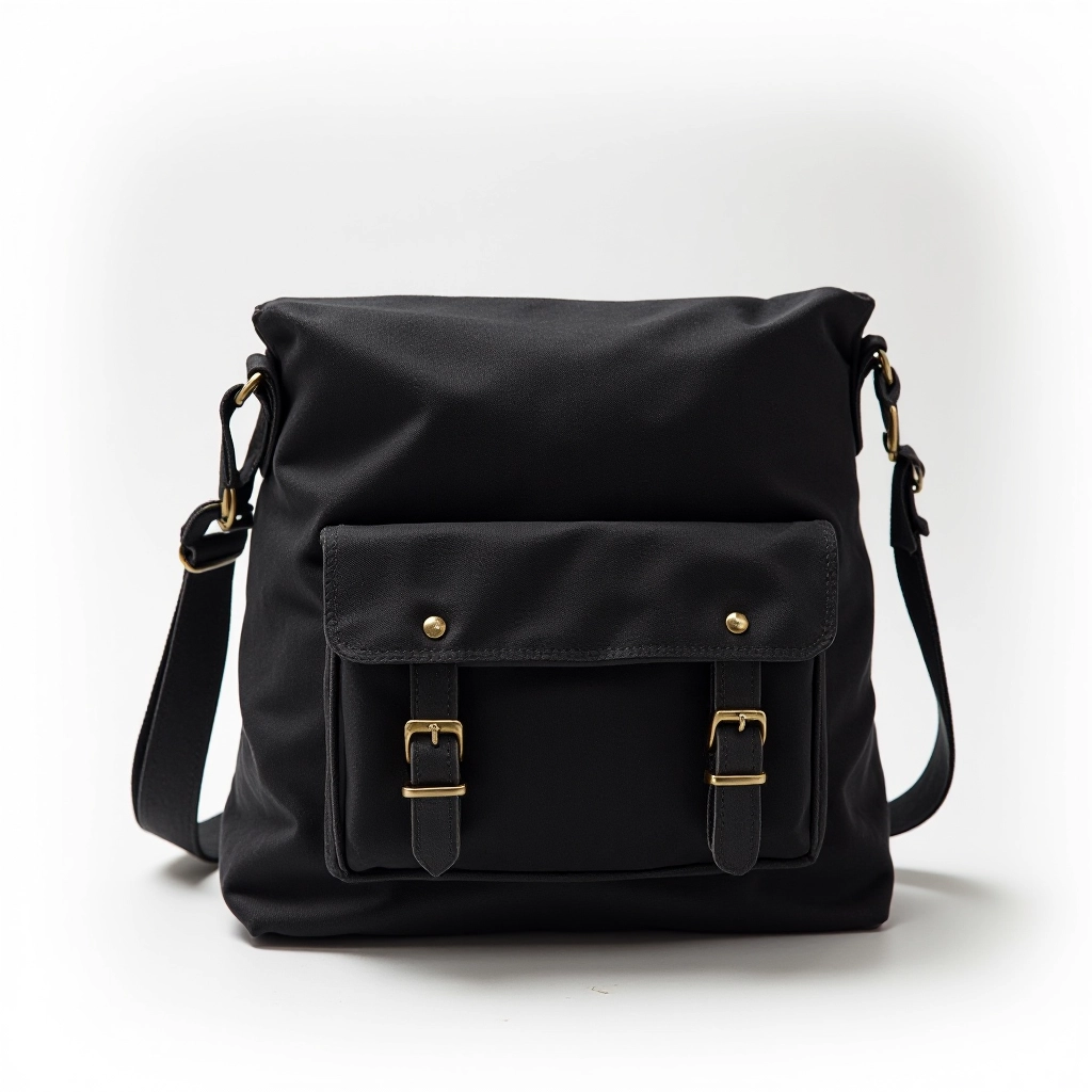 Black waxed canvas crossbody commuter bag with weatherproof material